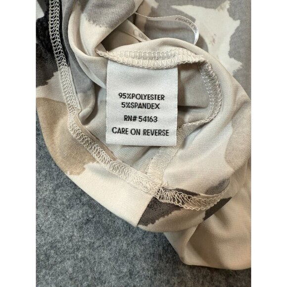 Calvin Klein Blouse Top Womens Large Beige Floral Classic Long Sleeve Round Neck - Picture 3 of 6